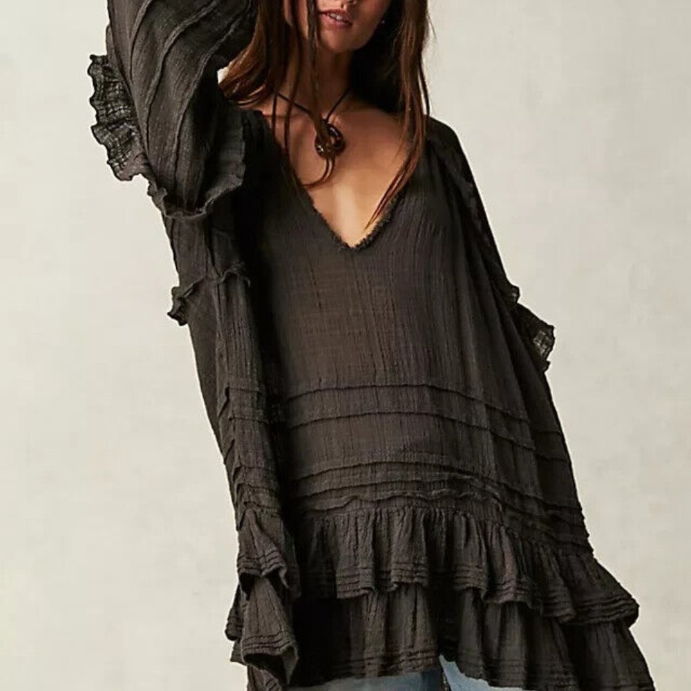 Free People FP One Tamasi Tunic Dress Convertible V Neck Oversized New XS